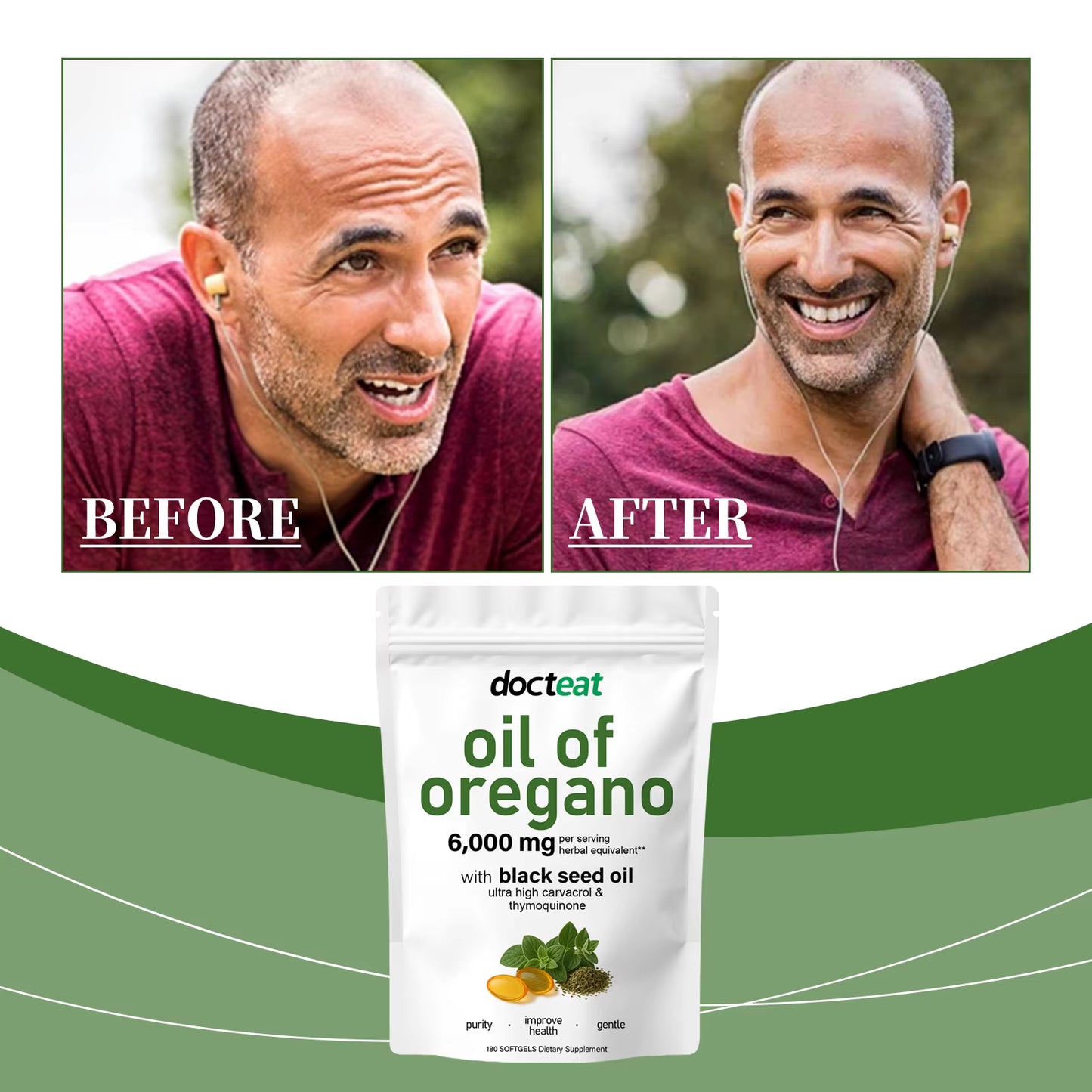 Oregano Oil Softgels for Daily Wellness Support, 180 Count Plant-Based Capsules with Natural Carvacrol, Family Immune Defense Su