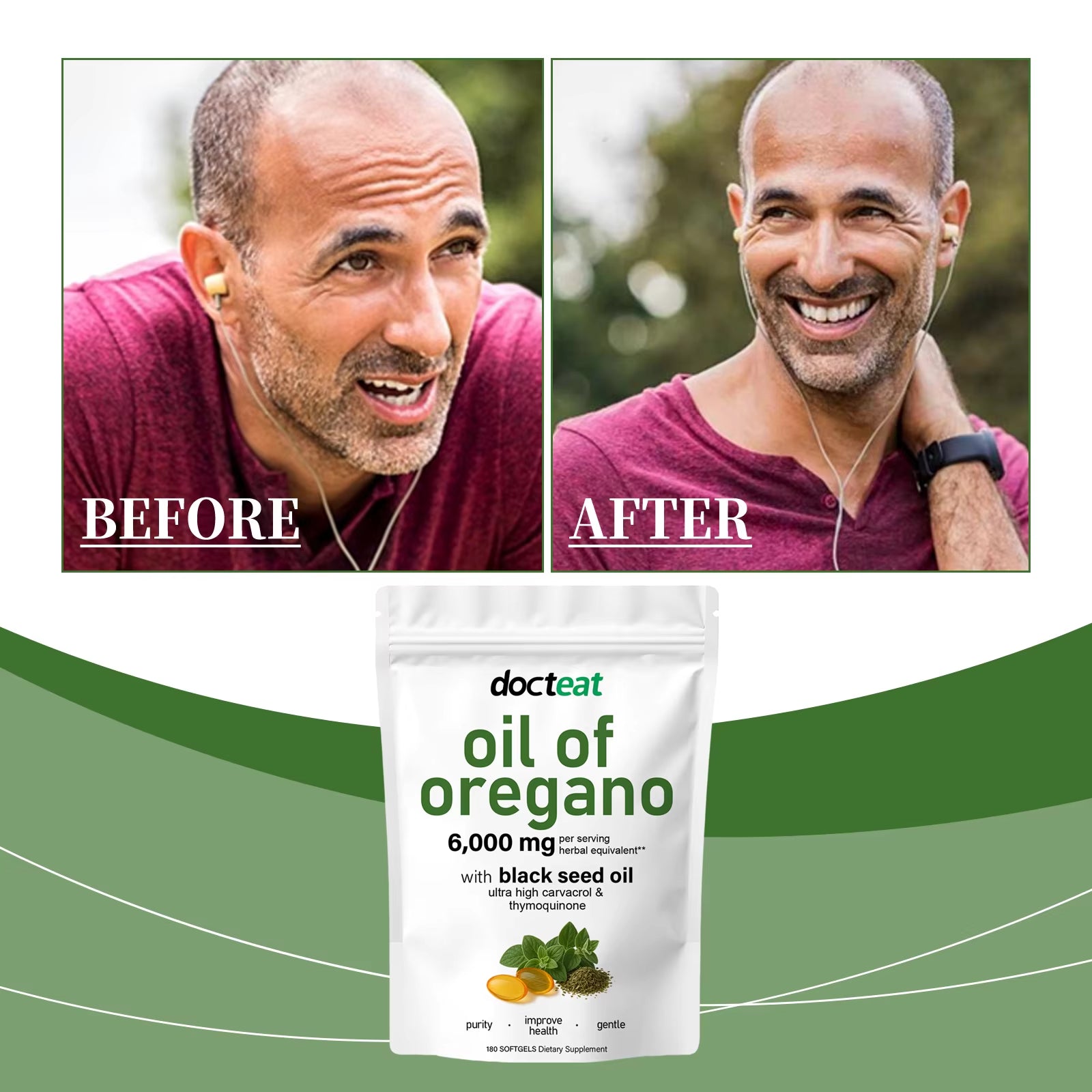 Oregano Oil Softgels for Daily Wellness Support, 180 Count Plant-Based Capsules with Natural Carvacrol, Family Immune Defense Su