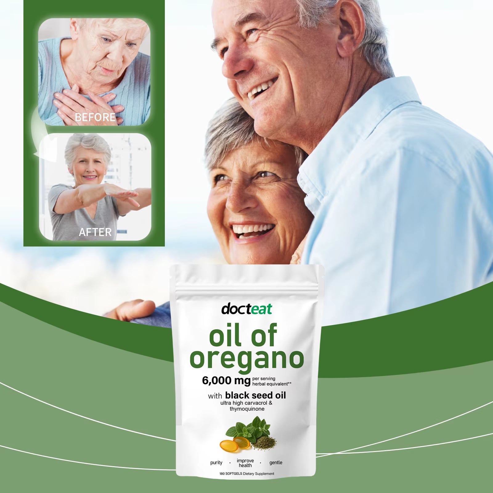 Oregano Oil Softgels for Daily Wellness Support, 180 Count Plant-Based Capsules with Natural Carvacrol, Family Immune Defense Su